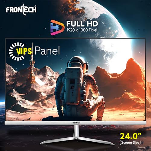 Image of FRONTECH 24 Inch Ultima Series LED Monitor | Refresh Rate 75 Hz,IPS Panel | Full HD 1080p, Wall Mountable Sleek & Elegant Design | HDMI & VGA Ports, Dual 2W Built-in Speakers (MON-0062,White)