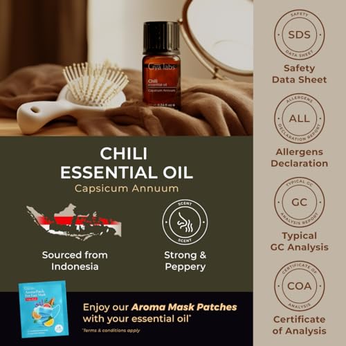 Image of 100% Pure Chili Essential Oil - 0.34 Fl Oz - Chili Oil for Hair, Skin, Diffuser, Aromatherapy & DIY Candle Making Scent