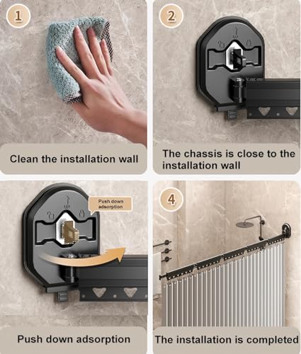 Tringle de douche réglable en aluminium 3 plis pour cabine - 8