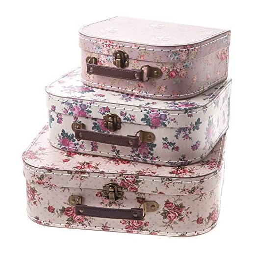 Sass & Belle - Juego de 3 maletas vintage de rosa