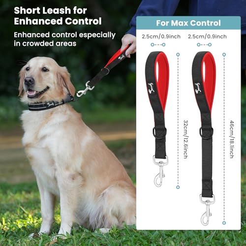 PETTOM Kurzführer Hund mit Griff Strapazierfähigem Nylongewebe Kurze Hundeleine für Hundetraining Geeignet (M: 2.5 x 32 cm, Schwarz)
