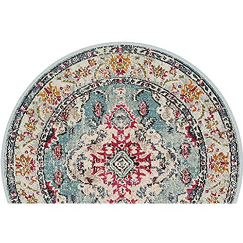 ラグ アンティーク 風 半円 おしゃれ 民族柄 キリム柄 折り畳み可能 50*75cm カーペット アクセントラグ ラグマット リビングマット 軽量 折りたたみ 防音 滑り止め 耐磨耗性 床暖房対応 リビング用 家庭用 華やか 柔らか モロッコ風 洗える