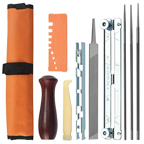 WANTOUTH Sägekettenfeilenset 4.0/4.8/5.5mm Rundfeilen für Kettensäge Schärfset Sägeketten Feilen Set Enthält Rundfeile…
