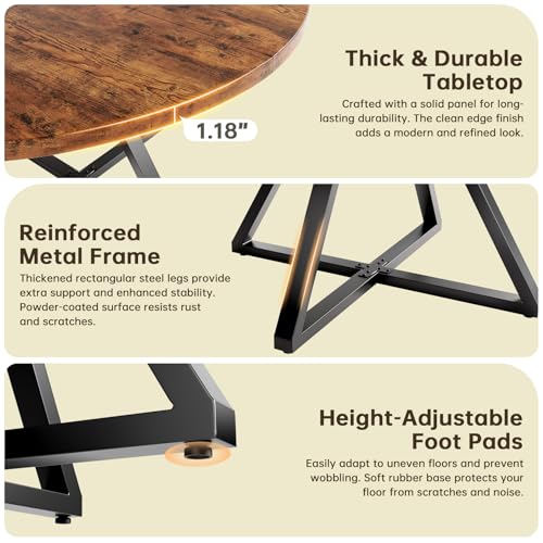 Concho-55-Round-Kitchen-Dining-Room-Table-for-6-8-Circle-Dining-Dinner-Table-with-Pedestal-Metal-FrameSpace-Saving-Wood-Kitchen-Dining-Room-Furniture-Rustic-Brown