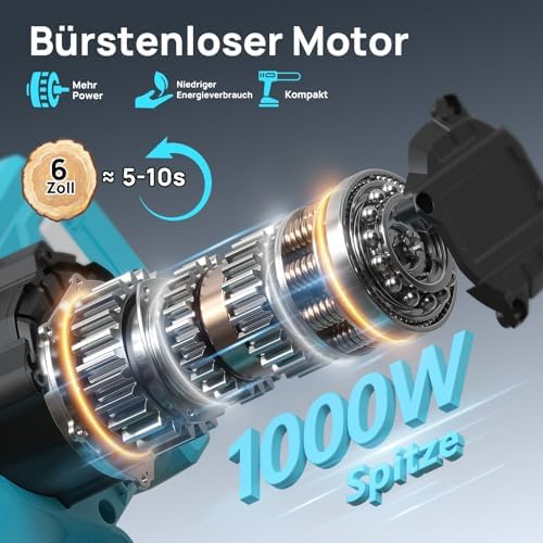 Bild 2 - Mini Kettensäge mit Akku 8000mAh, Akku kettensäge 6 Zoll Bürstenlose, Astsäge Akku mit Automatischer Öler, 2 Akku 4000mAh, Handkettensäge Akku Säge Kompatibel mit Makita 18V Akku für Holzschneidenz