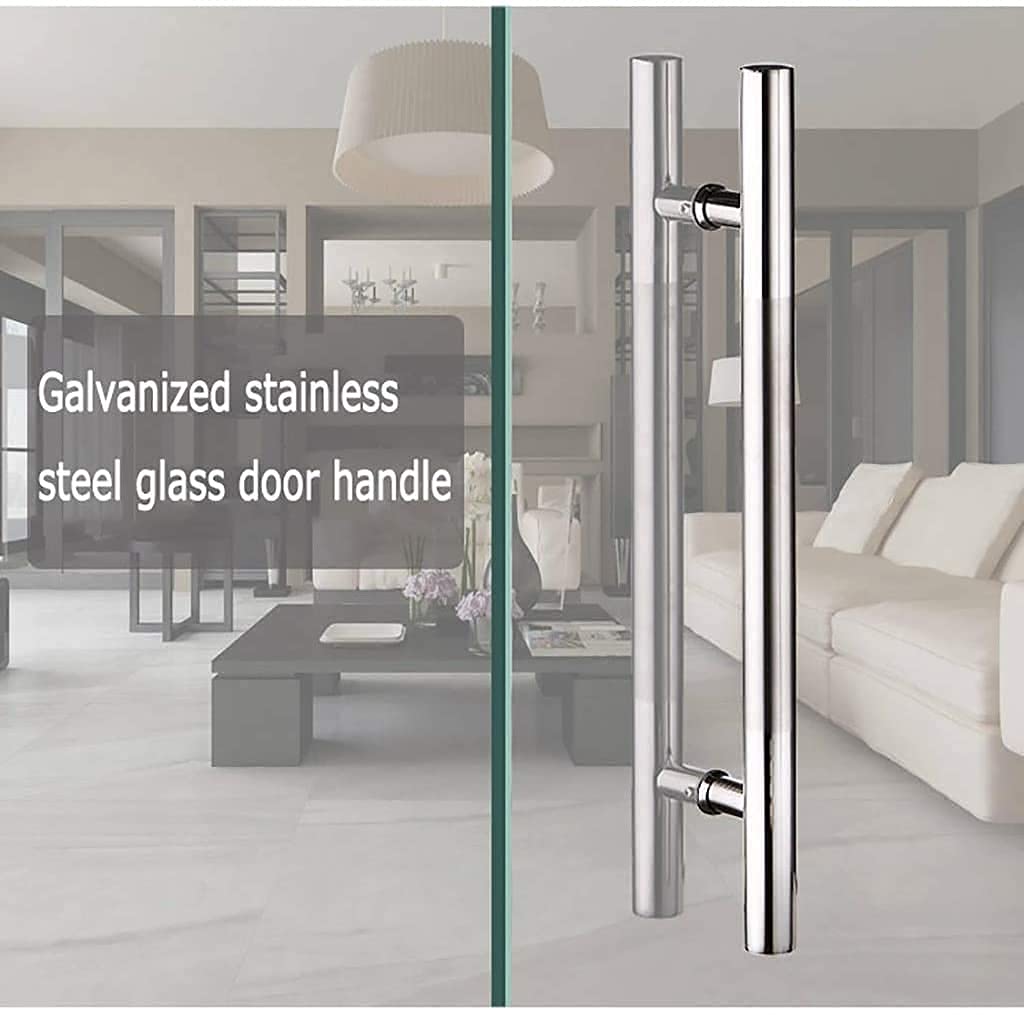 Manillas para Puertas Manilla para Puerta de Cristal, Manilla para Puerta Comercial de Acero Inoxidable Cepillado de Empuje y tracción/Manilla para Puerta de Madera, 6 tamaños (Tam