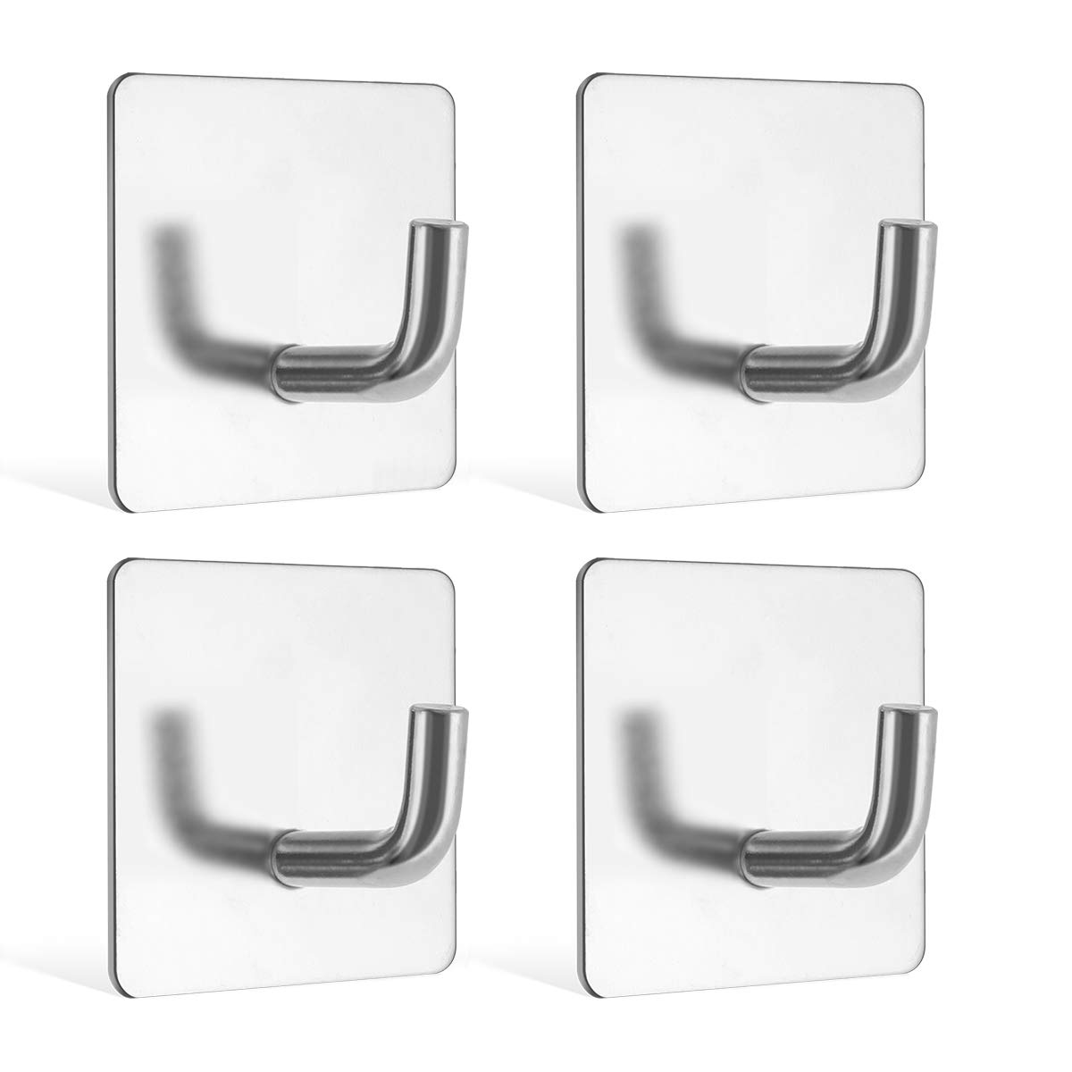ANNWAH Adhesive-Hooks Heavy-Duty Towel-Hook Bathroom - 4Pack Kitchen Hanging Stainless Steel Wall Home Hanger Waterproof Coat Clothes Cabinet Door Office Holder Hooks