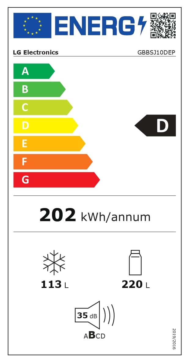 LG GBBSJ10DEP Frigorifero Combinato Fit & Max Larghezza 60 cm, Classe D, Raffreddamento Intelligente con AI Fresh, Total No Frost, Door e Linear Cooling, 333 L, Smart Inverter, Wi-Fi, Matte Black