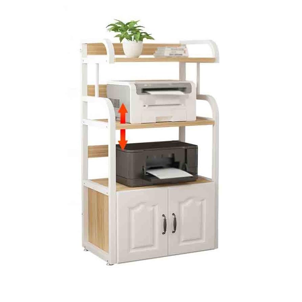 Soporte para impresora Estante de piso for impresora, estante de almacenamiento de oficina, escritorio de fotocopiadora, estante de almacenamiento multicapa con gabinete de puerta Mesa para impresora