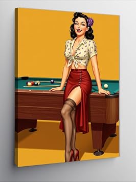 Kanvas Tablo Bilardo Masas nda Kad n, 50 x 70 CNVSDKEY141340