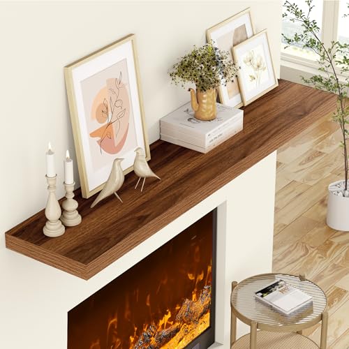 Image of 36 Inch Floating Shelves, 12 Inch Deep Floating Shelves for Wall, Extra Deeper & Thicker Wooden Wall Shelf with Invisible Brackets, Shelf for Bedroom Home Decor(Walnut, Set of 2)