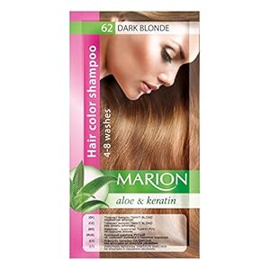 Marion Hair Color Shampoo in Sachet Lasting 4 to 8 Washes Aloe and Keratin – 62 Dark Blonde