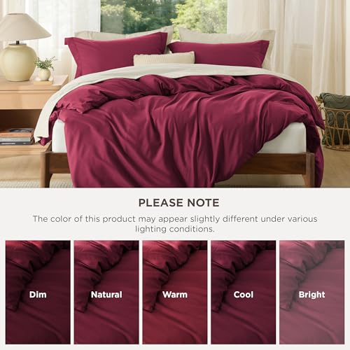 Image of Bedsure Duvet Cover Queen Size, Soft Double Brushed Bedding Set, 3Pcs, Red | For Kids & Adults, 90 inchx90 inch Comforter Cover, Hotel Luxury, All Season, Breathable, Easy Care, Lightweight, Zipper Closure