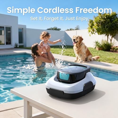 Image of (2026 Upgrade) Aiper Cordless Robotic Pool Cleaner, Dual-Cleaning Modes with 1820GPH Suction, 100-Min Runtime, Pool Vacuum for Above Ground Pools up to 860 Sq.ft, Snow White & Cyan