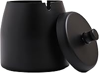 INONE Stainless Steel Ashtray with Lid - Windproof Smokeless Odorless for Home Office Patio Outdoor (3.54"x3.38")