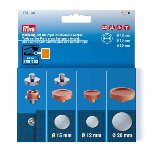Prym 673136 Werkzeug-Set für Prym Druckknöpfe Anorak, 12, 15 und 20 mm