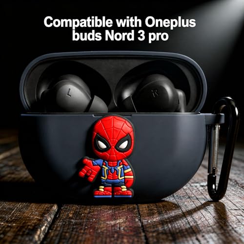 Image of New Silicone Case Compatible with Oneplus Buds Nord 3 Pro (2024) Protective Soft Silicone 360 Full Protection Dust-Proof Shockproof Case Cover with Hook (Cover Only) (Spider-man)
