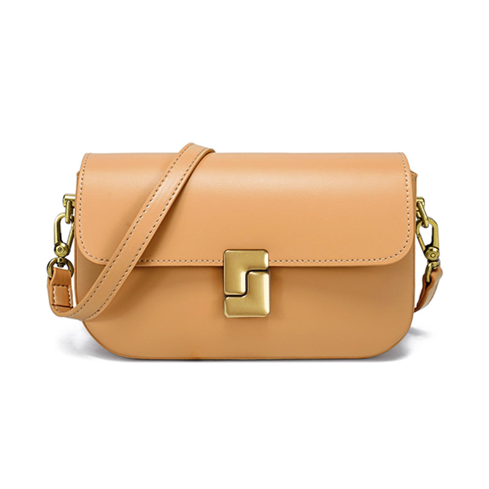 imeetu Soft Leather Crossbody Bag for Women, Top Handle Shoulder Bag Removable Shoulder Straps (Apricot Orange)