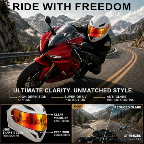 Image of PSLER Shatterproof Helmet Visor for K1 K1S K3SV K5 K5S,Deep Gold Red | Impact-Resistant ,UV400 Protection, Motorcycle Tinted Face Shield for K1 K1S K3SV K5 K5S ,Visor Replacement