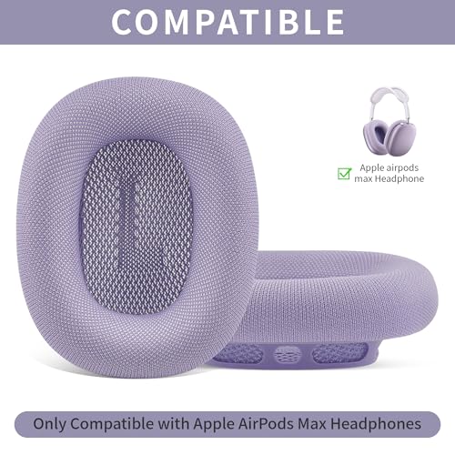 Image of Replacement Ear Cushions for Apple AirPods Max 1 & 2 Upgraded Memory Foam Pads with Durable Fabric,Sound Insulation and Noise Reduction,Strong Magnetic Fit,Sweat-Resistant,Breathable Comfor(Purple)