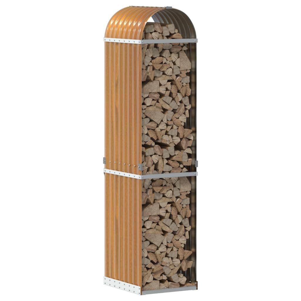 Mangloder - Refugio para leña de chimenea con aspecto de madera de acero galvanizado, 40 x 45 x 170 cm, estante para leña y leña, soporte apilable para estufa de leña, estufa de azulejos, jardín y