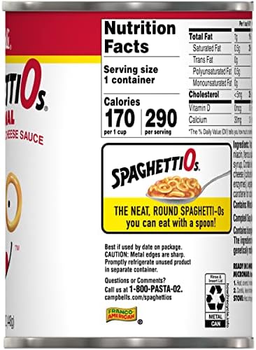 Amazon.com : SpaghettiOs Original Canned Pasta Retro Label ...