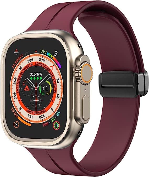 Image of Printme Silicone Sport Band Compatible with Apple Watch 38mm 40mm 41mm 42 mm 44 mm 45 mm 49 mm, Magnetic Clasp Adjustable Strap Compatible for iWatch Series SE Series 1-8