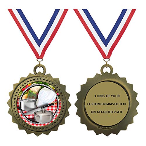 Chef Cooking Gold Large 3 Inch Engraved Medals Trophy Award Personalized Free D03-FCL453 1PK