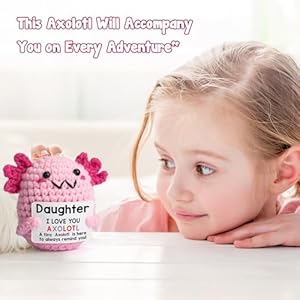 Daughter Gifts from Mom Dad, Mini Crochet Axolotl for Year Old Little Girl Kid from Mother Father, Best for Birthday, Christmas Stocking Stuffers, Easter & Valentines, Teen Girls Teenage Gifts Daughter Gifts from Mom Dad Mini Crochet Axolotl for Year Old Little Girl Kid from Mother Father Best for Birthday Christmas Stocking Stuffers Easter Valentines Teen Girls Teenage Gifts