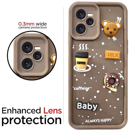 Image of Bintage Ball Bear| Donut| Milk Cake| Baby| Coffee Rubber Case Full Body & Camera Protection Back Cover Compatible for Realme Narzo 50A Prime - Brown