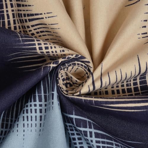 Image of 300 TC Cotton Feel Glace Cotton Elastic Fitted Bedsheet for King Size Double Bed | Fits up to 8 Inch Mattress | Printed Bedsheet with 2 Pillow Covers (Navy Blue, King Size - 72 inchx78 inch)