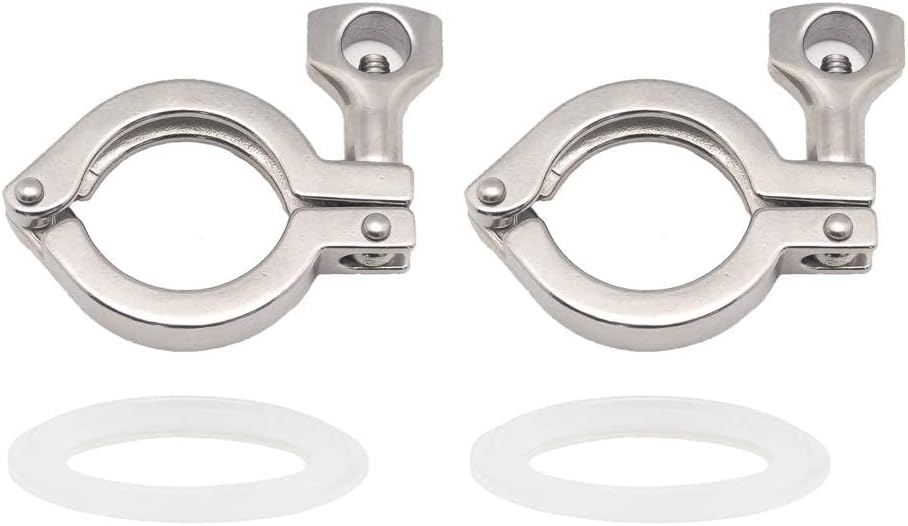 Beduan 2" Sanitary Tri Clamp 304 Stainless Steel Single Pin Heavy Duty Tri Clamp Clover with Wing Nut for Ferrule TC 2" (10 Pack, 2 Inch)