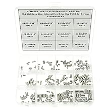300PCS #2-56#4-40#6-32#8-32 UNC 304 Stainless Steel Internal Hex Drive Cup Point Set Screws Assortment Kit