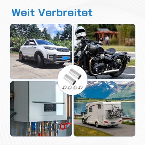 ASOFTY 2 Stück Abgasrohr Standheizung Verbinder, Ø 24mm Edelstahl Abgasrohr Standheizung Stumpf mit 4 Klammern, 50mm Länge, Verlängerungsrohr Rohrverbinder, Auspuffrohr Rohrverbinder für Auto