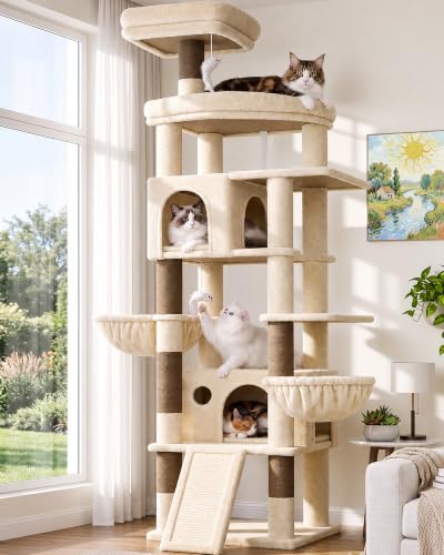 Image of Globlazer 81in Cat Tree for Large Cats, Extra Tall Tower, F81H, Beige