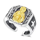 AEONSLOVE Anillo San Judas Plata de Ley 925 para Hombre Mujer Anillos San Judas Ajustables Anillo Abierto Ajustable Joyeria Cristiana Católico Religiosas