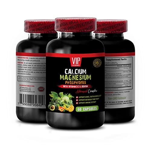 Calcium Supplement - Calcium Magnesium Phosphorus with Vitamin D-3 & Boron - Womens Vitamins Immune Support with Calcium, Calcium Supplement with Vitamin d, Calcium Magnesium Potassium 1 Bot 60 Caps -  VIP Supplements, VIPS_CAL_MAGNE_2_1B