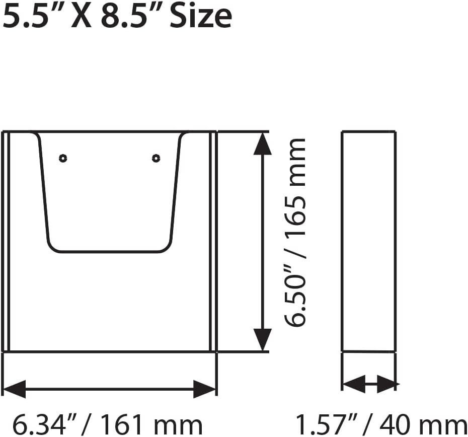 M&T Displays Clear Acrylic Wall Mount Brochure Holder 5.5x8.5 Inch 1 Tier 1 Pockets Desktop or Wall Mounting Literature Rack Pamphlet Leaflet Flyer Card Display Stand Desk Organizer