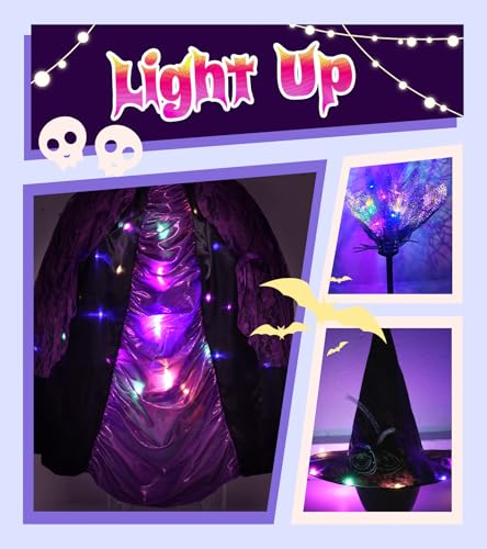 Disfraz de bruja para niñas 3-10 años con luces miniatura 3