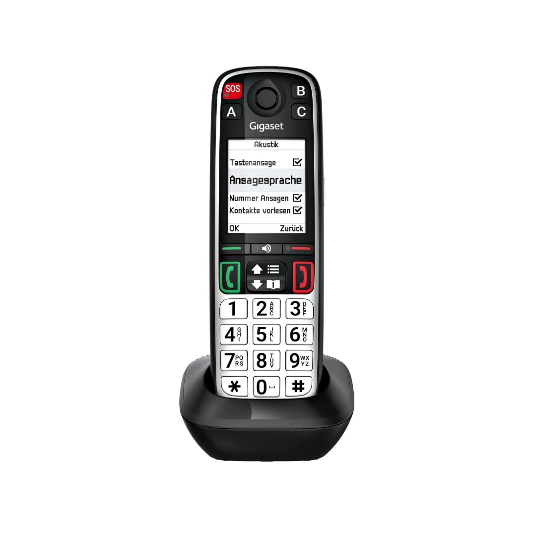 Gigaset Easy 520HX DECT-Mobilteil mit Ladeschale, SOS-Notruf, Schwarz