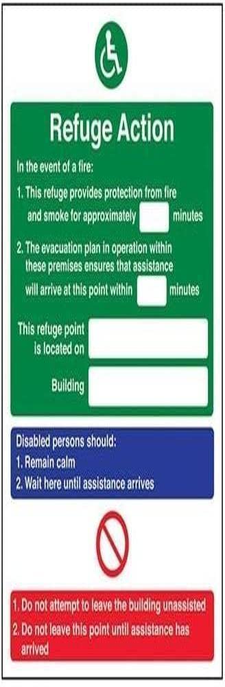 V Safety Refuge Action/Point Located On Fire Notice Sign - 200mm x 300mm - 1mm Rigid Plastic