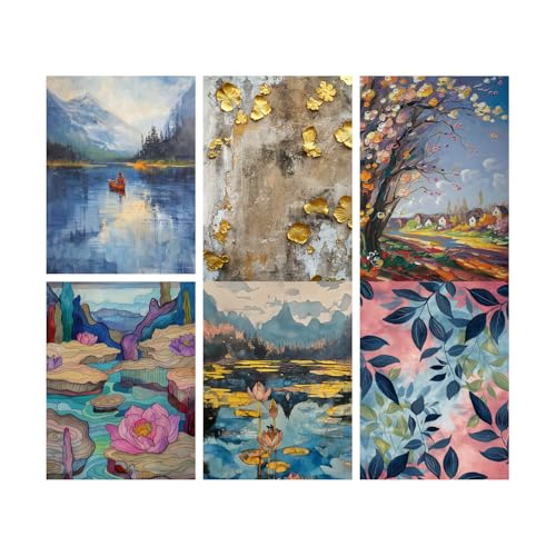Image of SiddArtify Modern Landscape & Floral Art Print Set - 300GSM Board - 12x18 Inch - Pack of 6 Wall Room Decoration art Poster Prints