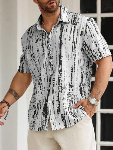Image of Lymio Shirt for Men| Men's Shirt Abstract Printed Button Down - Slim Fit Casual Wear | Short Sleeve & Breathable | Trendy Beach & Holiday Ready (Packs Also Available) (Tiedite)