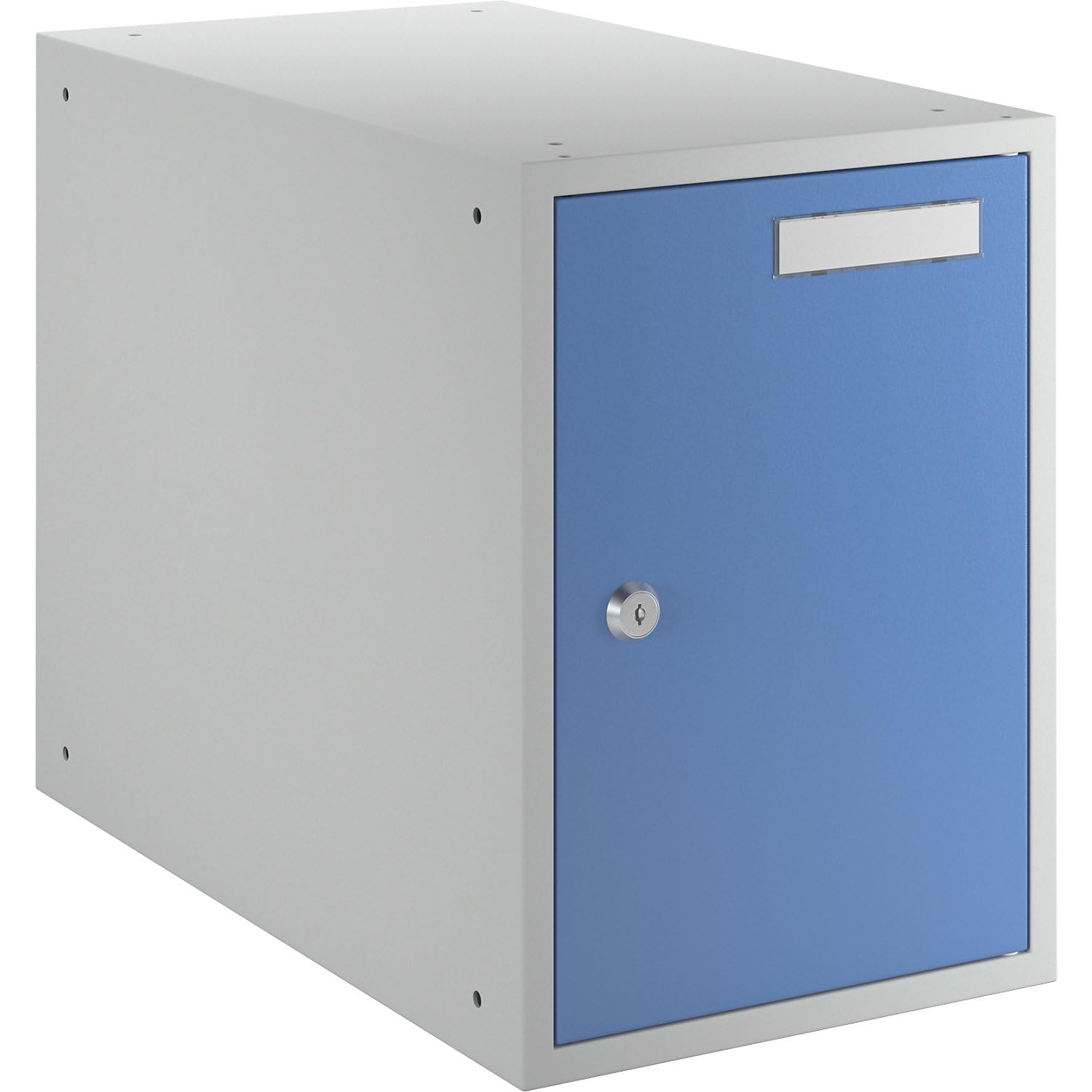 QUIPO | Casier verrouillable | h x l x p 350 x 250 x 450 mm | porte en tôle pleine | gris clair/bleu clair