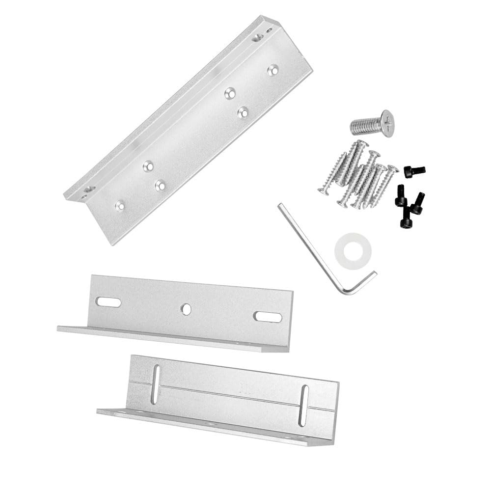 Verrou électromagnétique avec supports Z/L – Force de maintien de 280 kg, résistant aux intempéries, 12 V DC Fail-Safe (NC) pour systèmes de contrôle d'accès
