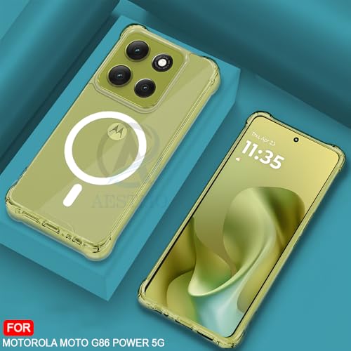 Image of AESTMO Clear Back Cover for Moto G86 Power 5G | 360 Protection | Transparent Back Cover for Moto G86 Power 5G (PC + TPU, Compatible with MagSafe Accessories, Transparent Bumper)