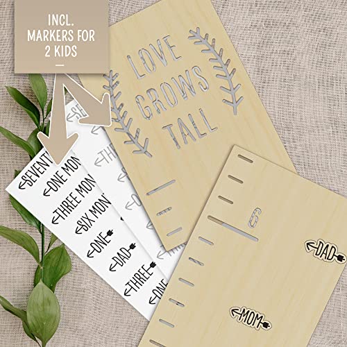 Beautiful Wooden Growth Chart For Kids - Upgraded Easy Install Version - The Perfect 6.5 Ft Height Measurement Chart W Stickers To Track Your Kids Growth - Modern Boho Nursery Or Playroom Wall Decor #TOP5