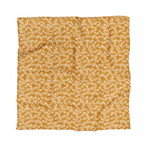 Image of Mini Wander Swaddles for Newborns Muslin Swaddle Blankets - Breathable Soft Gender Neutral Receiving Blanket Baby Essentials | 47 x 47 Cotton - Leafy Sprig (Mustard)