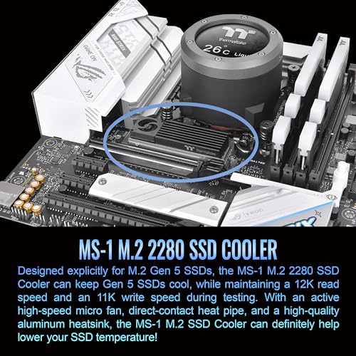 Image of Thermaltake MS-1 M.2 2280 SSD Cooler, Heatsink with 8000 RPM Micro Blower Fan, CL-O043-AL02BL-A