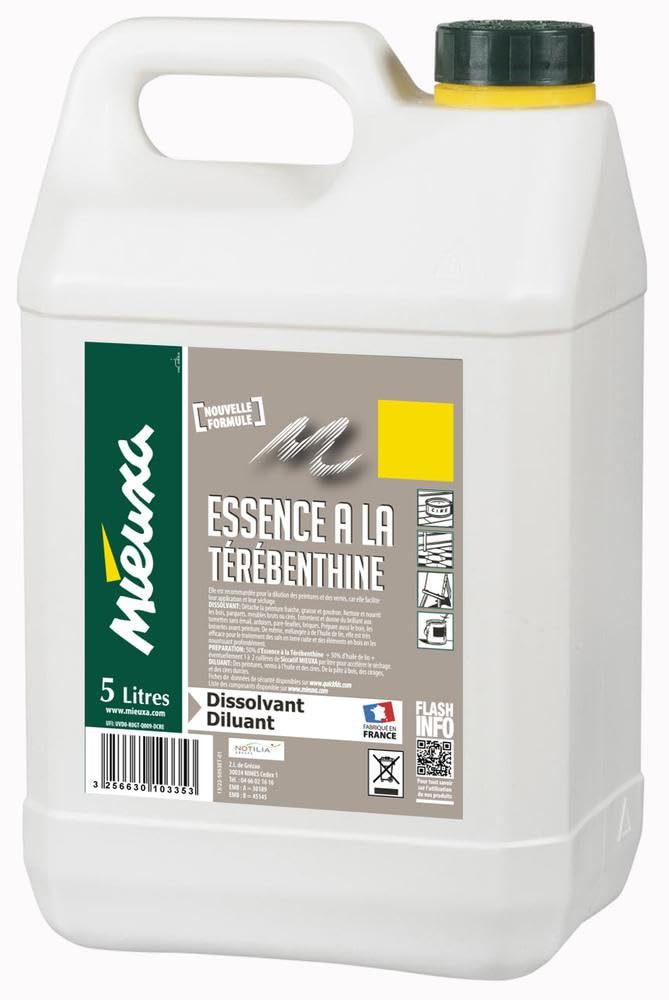 Essence à la térébenthine Mieuxa 5 L solvant nettoyant pour peinture et bois